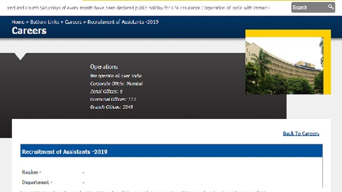 LIC Assistant 2019 Application Link: Today, 01 October is Last Date to Apply for 7871 Vacancies Across India
